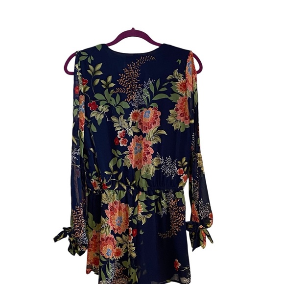 Lulus Run Away With Me Navy Blue Floral Print Long Sleeve Romper - Picture 9 of 12